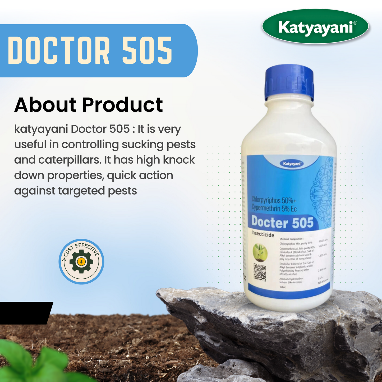 katyayani Chloropyriphos 50 % + cypermethrin 5 % EC - Docter 505 Insecticide product