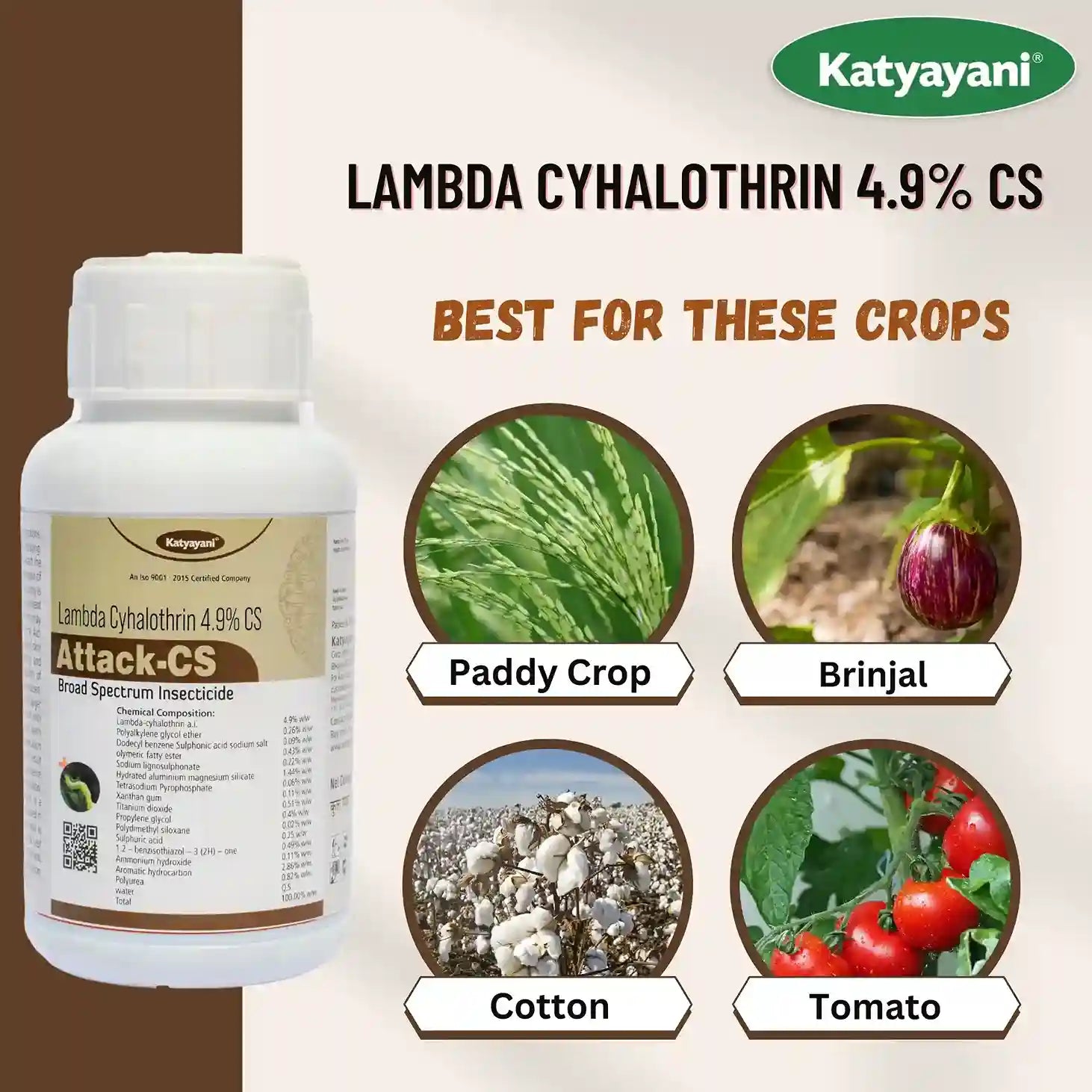 Katyayani Attack-CS (Lambda-Cyhalothrin 4.9 % cs) -Insecticide for cotton, tomato more