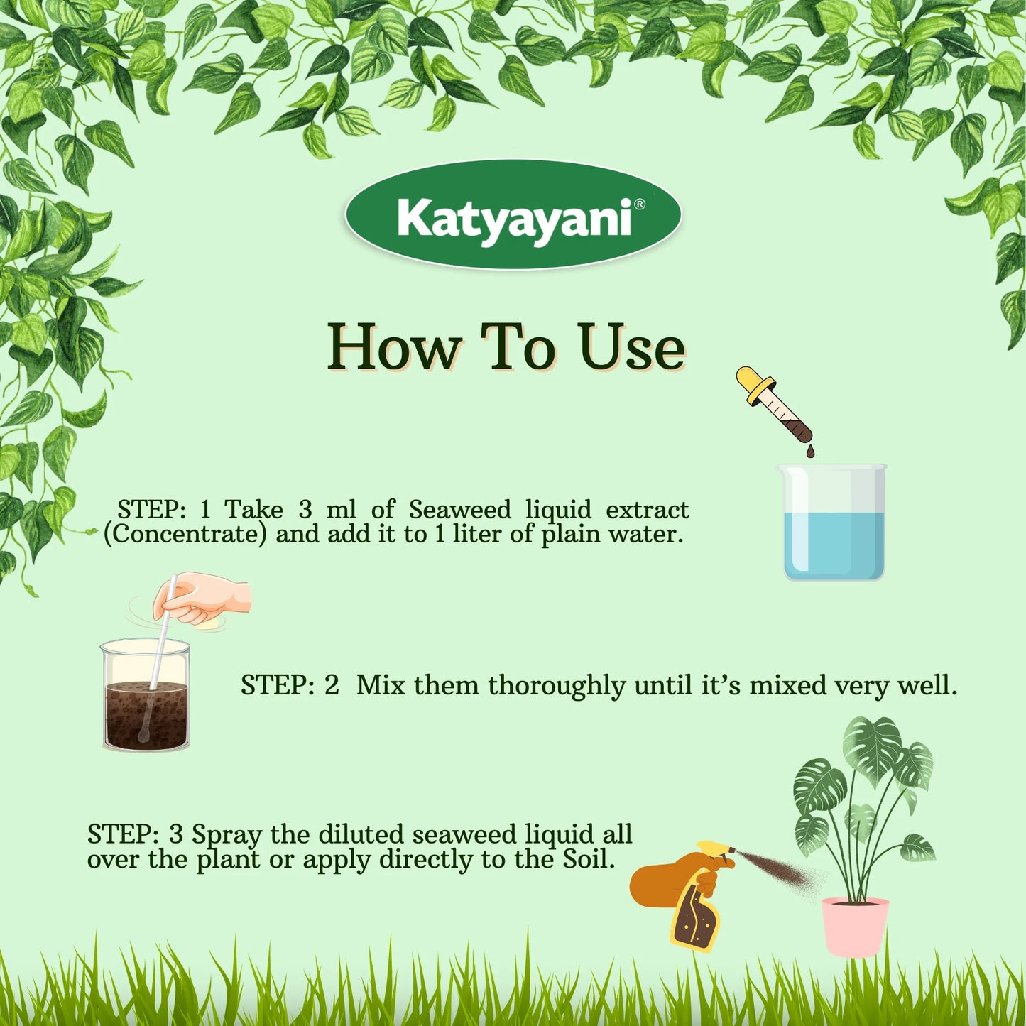 Katyayani  Premium Seaweed Extract liquid-Organic Fertilizer dosage