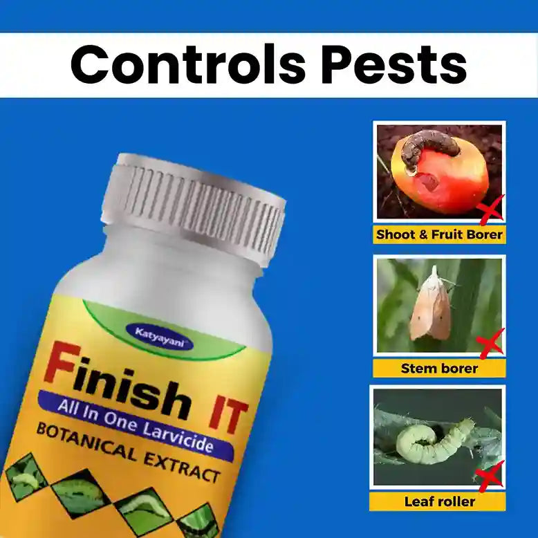 KATYAYANI FINISH IT | ALL IN ONE LARVICIDE | ORGANIC INSECTICIDE FOR STEM BORER, LEAF ROLLER