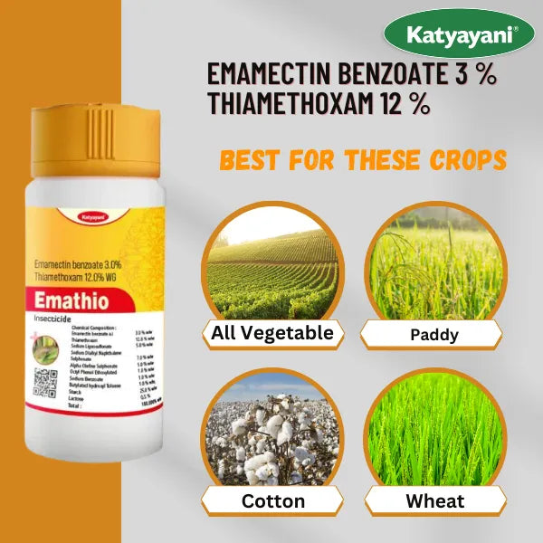 KATYAYANI EMATHIO | EMAMECTIN BENZOATE 3% + THIAMETHOXAM 12% SG | CHEMICAL INSECTICIDE for crops like cotton, paddy,