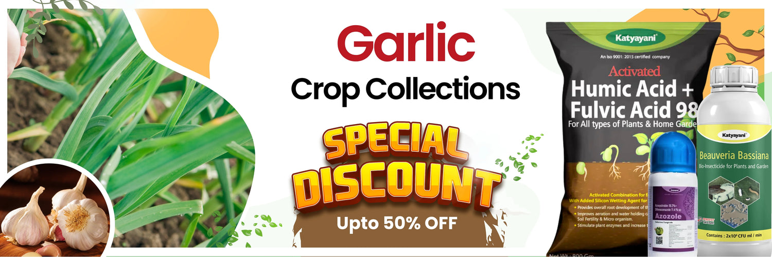 fertilizer, insecticides, fungicides and herbicides for garlic crop