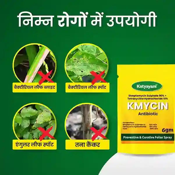 KMYCIN Chemical fungicide | Streptomycin Sulphate 90% + Tetracycline Hydrochloride 10%  for leaf blight, leaf spot