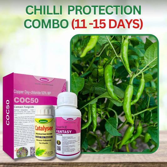 Katyayani Chilli Protection + Growth Kit (11 - 15 days)(after transplant)-(fantasy(500 ML)+ coc 50(1 KG) + catalyser(100 ML))