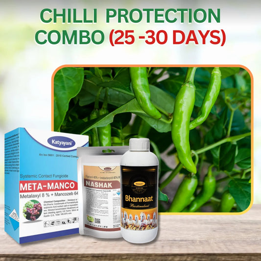 Katyayani Chillie Protection + Growth Kit (25 - 30 days)(after transplant)-(Nashak(200 gm),bhannat(250 ml),Meta manco(800 gm))