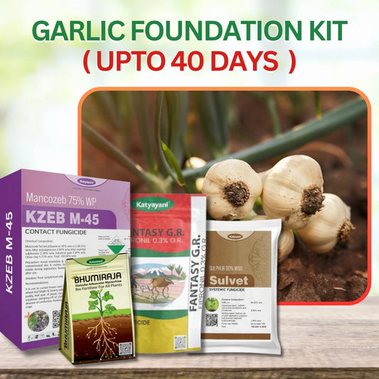 Katyayani Garlic Foundation Kit ( Upto 40 Days  )-Bhumiraja (4 Kg ) +  Fantasy G.R. (4 Kg) + KZEB M-45(800 gm+400gm)+ Sulvet (1kg x 3)