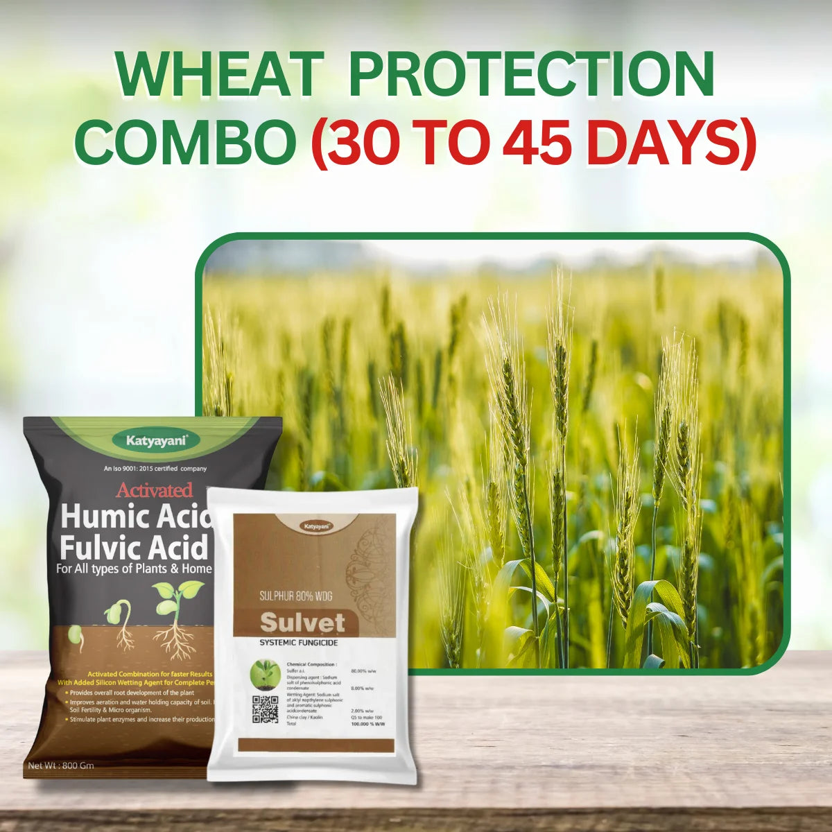 Katyayani  Wheat Protection Kit (30 to 45 days)-  Humic Acid (800gmx1 )+  Sulphur 80 % wdg (1kg x 1)