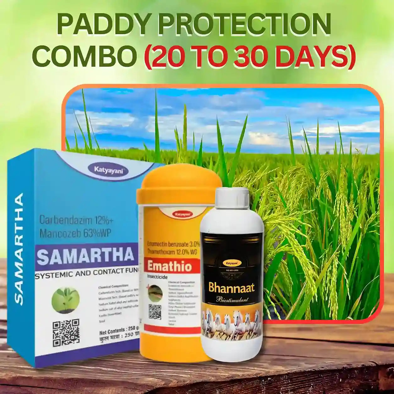 PADDY PROTECTION COMBO  (20 TO 30 DAYS) SAMARTHA(500 gm x 1), EMATHIO(100gm x 2), BHANNAT(250 ml x 1)