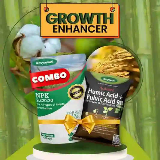 Katyayani Growth Enhancer Combo | NPK 20 20 20 (1KG) and Humic and Fulvic Acid 98 Fertilizer (800GM)