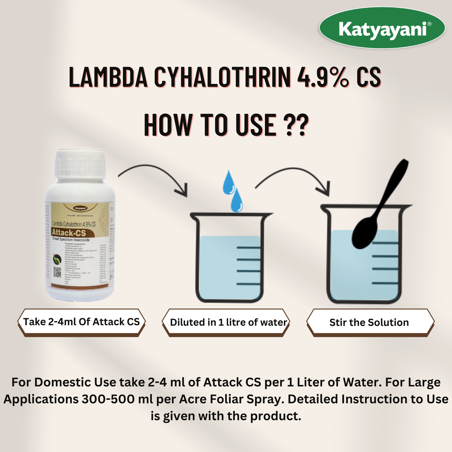 Katyayani Attack-CS (Lambda-Cyhalothrin 4.9 % cs) -Insecticide dosages